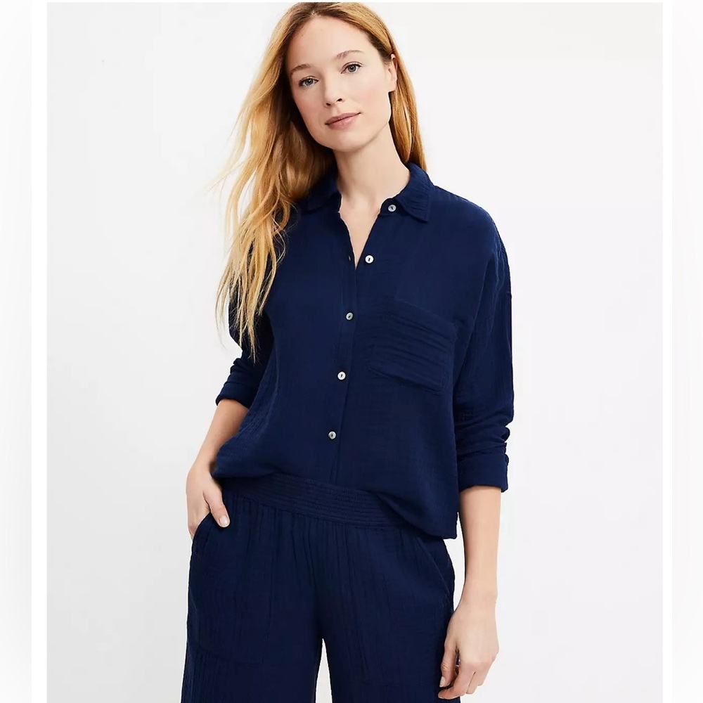 NWT Lou & Grey Triple Cloth Pocket Shirt Size Large